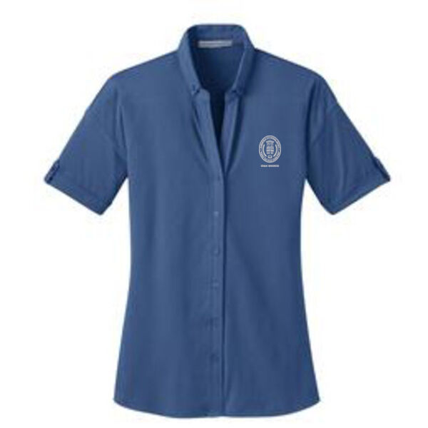 L556 Ladies Stretch Pique Button-Front Shirt - (BCSD) Ladies Stretch Pique Button-Front Shirt Thumbnail